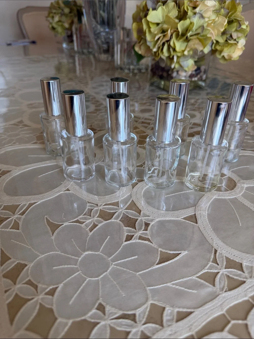 Clear Glass Roller Bottle Set with Silver Caps - Home Accents Decor